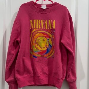 NIRVANA Pink Graphic Kids Sweatshirt